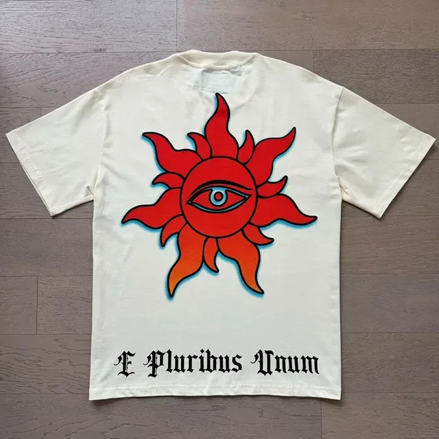 Cream Graphic-Print Double-Sided Art T-Shirt 7