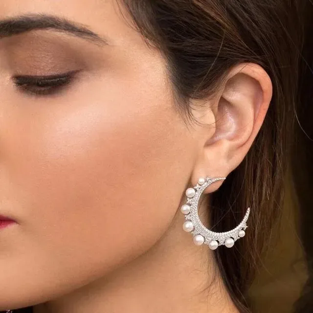চাঁদের আকৃতির Pavé মুক্তা হার 2
