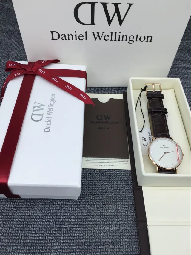 Daniel Wellington Brown White Minimalist Dial Crystal Hour Markers Quartz Watch 3