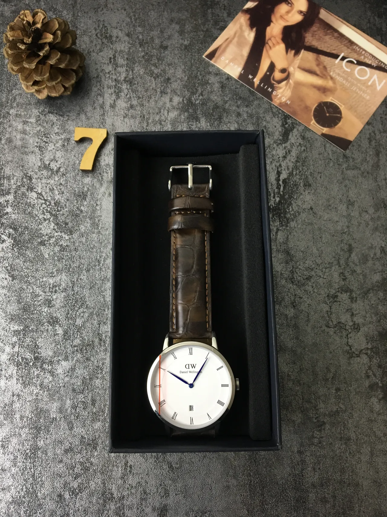 Daniel Wellington Classic White Dial Brown Leather Strap Quartz Watch 4