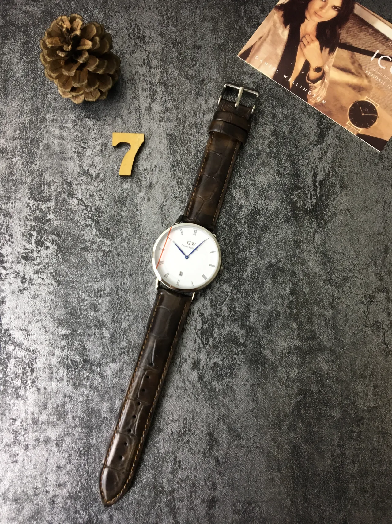 Daniel Wellington Classic White Dial Brown Leather Strap Quartz Watch 6