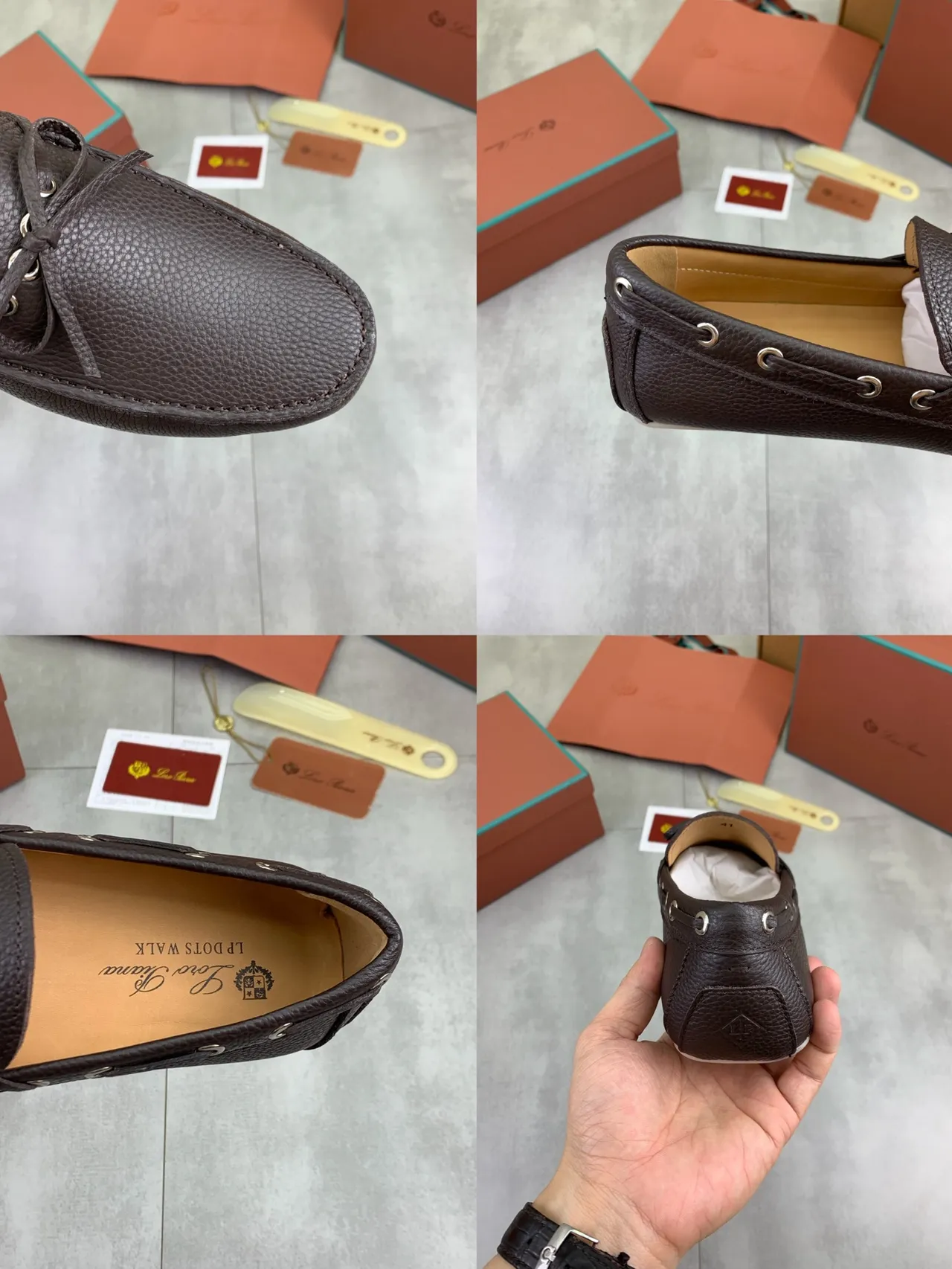 Dark Brown Pebbled Leather Bow Loafer 2