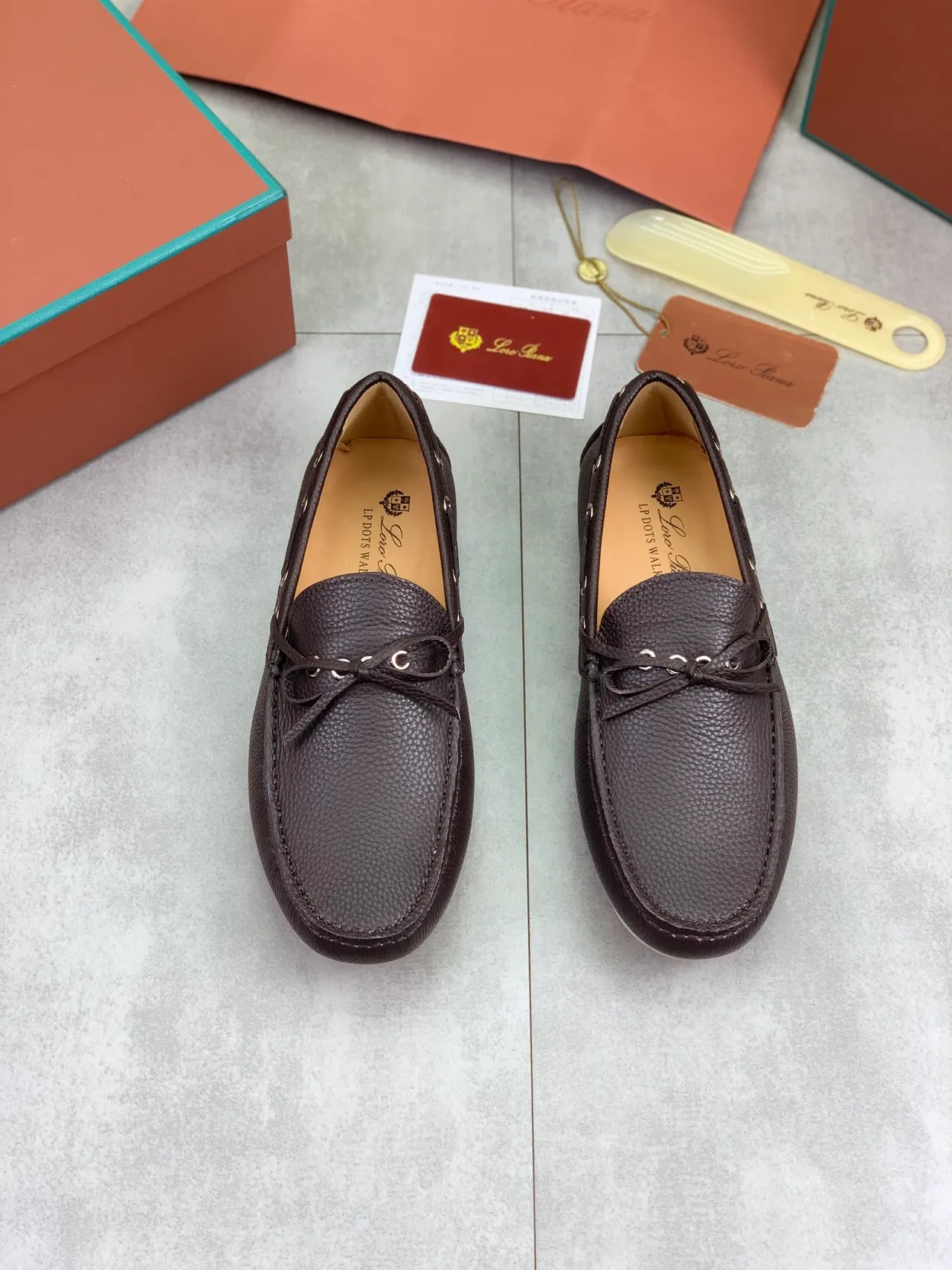 Dark Brown Pebbled Leather Bow Loafer 4