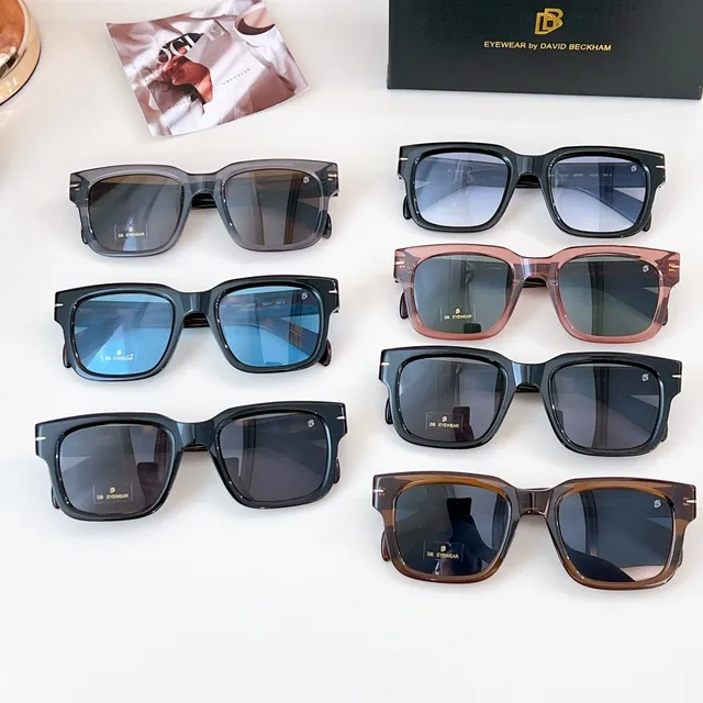 David Beckham Eyewear Black Brown Rectangular Frame Tortoiseshell Temples Sunglasses 3