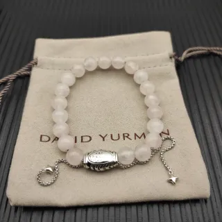 David Yurman Pulsera beige plateada con cuentas