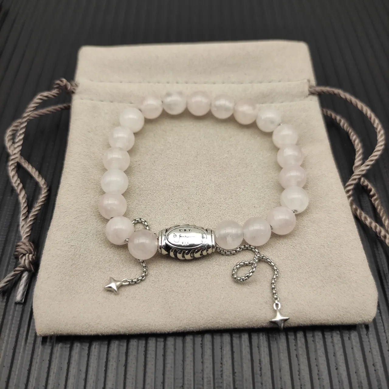 David Yurman Beige Silver Beaded Bracelet 3
