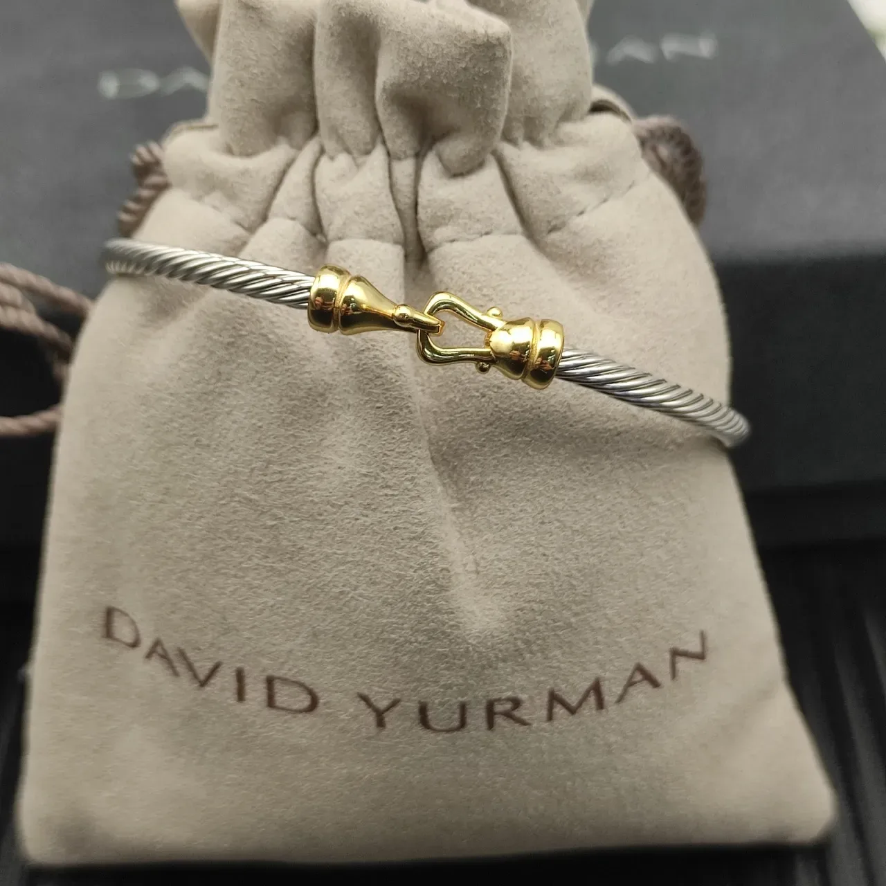 David Yurman Cable Bangle Silver and Gold Two-Tone Bracelet 3