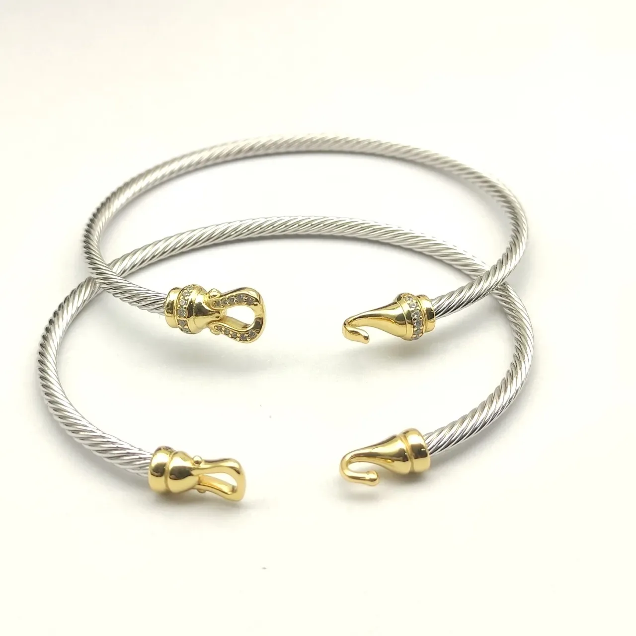 David Yurman Cable Bangle Silver and Gold Two-Tone Bracelet 4