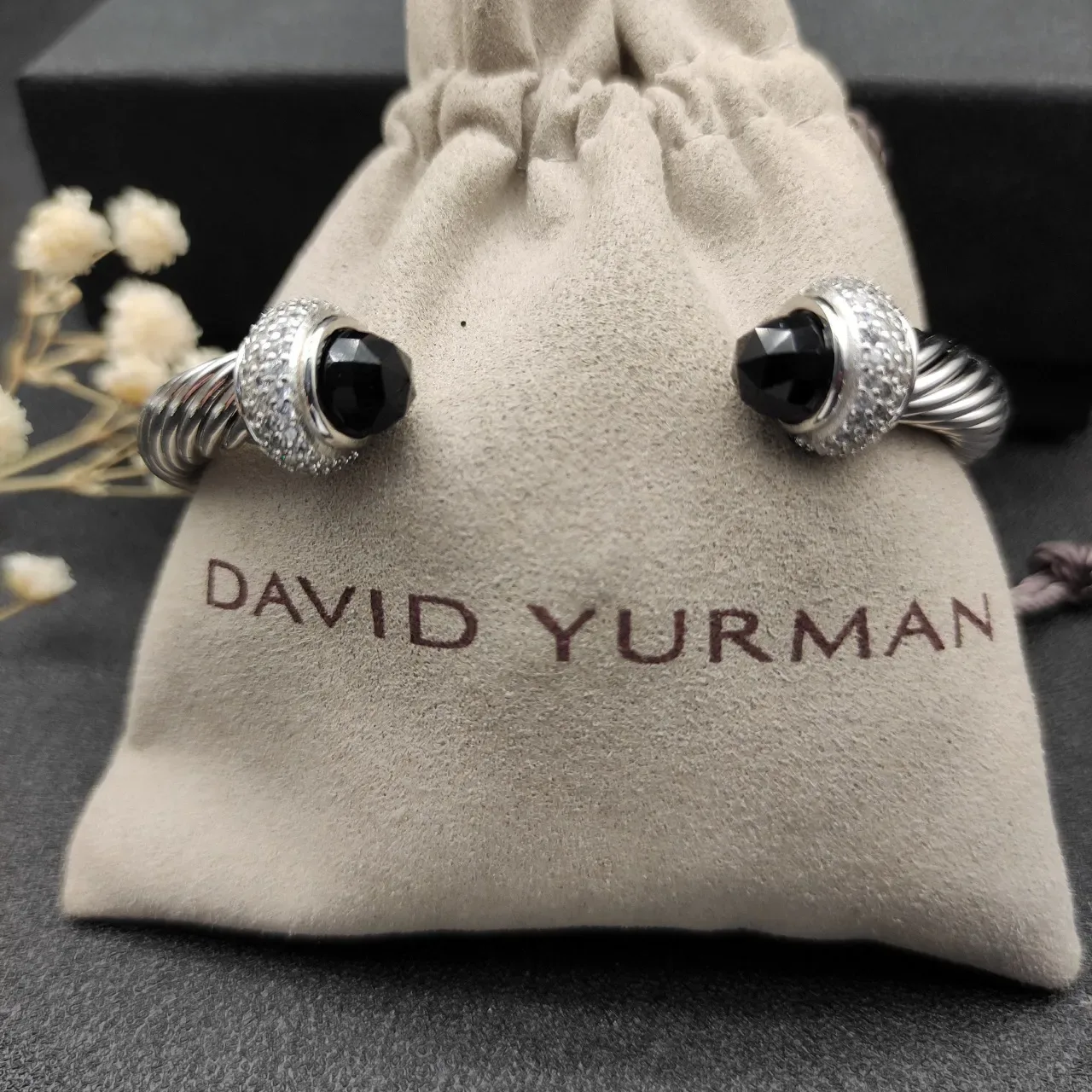 David Yurman Cable Classics Silver Black Twisted Onyx Bracelet 9