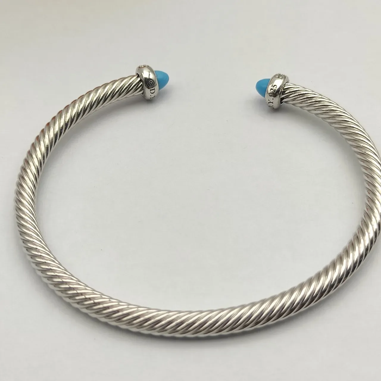 David Yurman Cable Classics Silver Blue Twisted Cone-End Bracelet 5