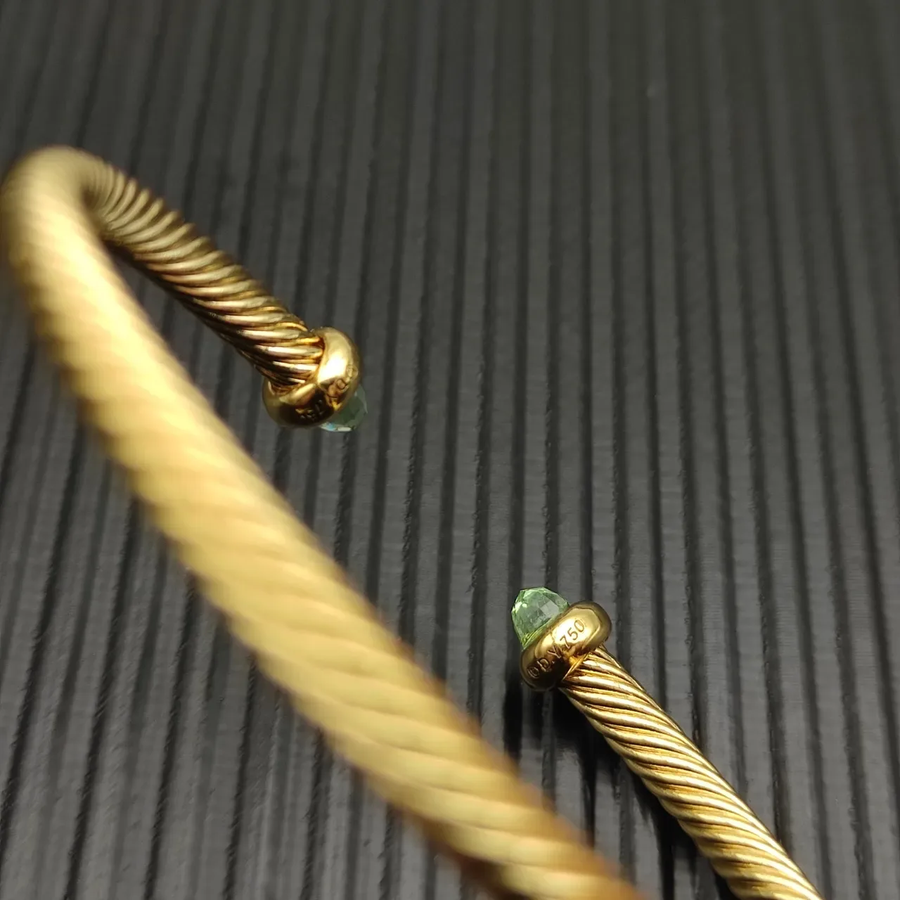David Yurman Cable Classics Twisted Gold-Tone Peridot Terminal Bracelet 5