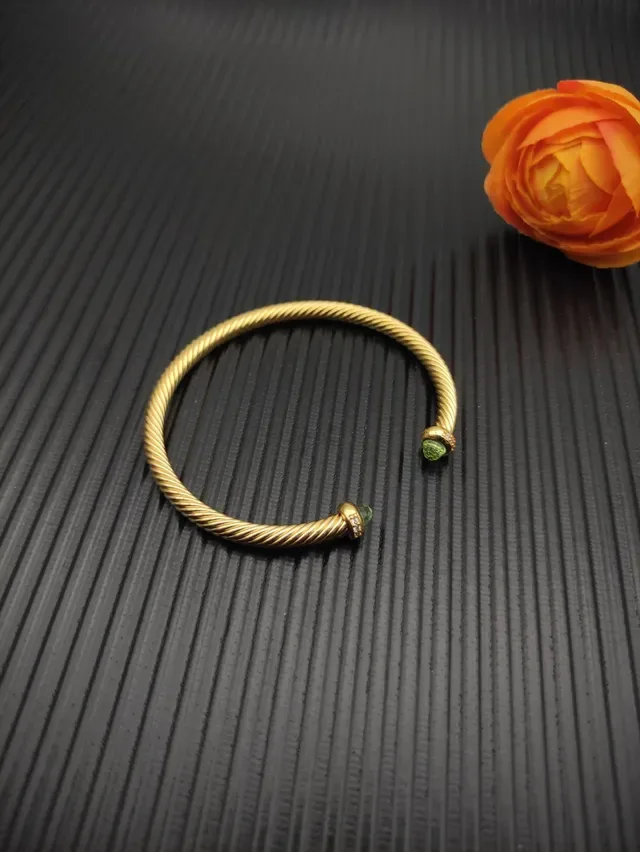 David Yurman Cable Classics Twisted Gold-Tone Peridot Terminal Bracelet 6