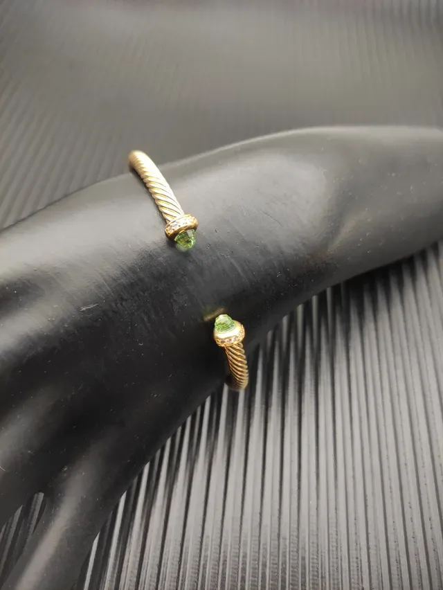 David Yurman Cable Classics Twisted Gold-Tone Peridot Terminal Bracelet 7