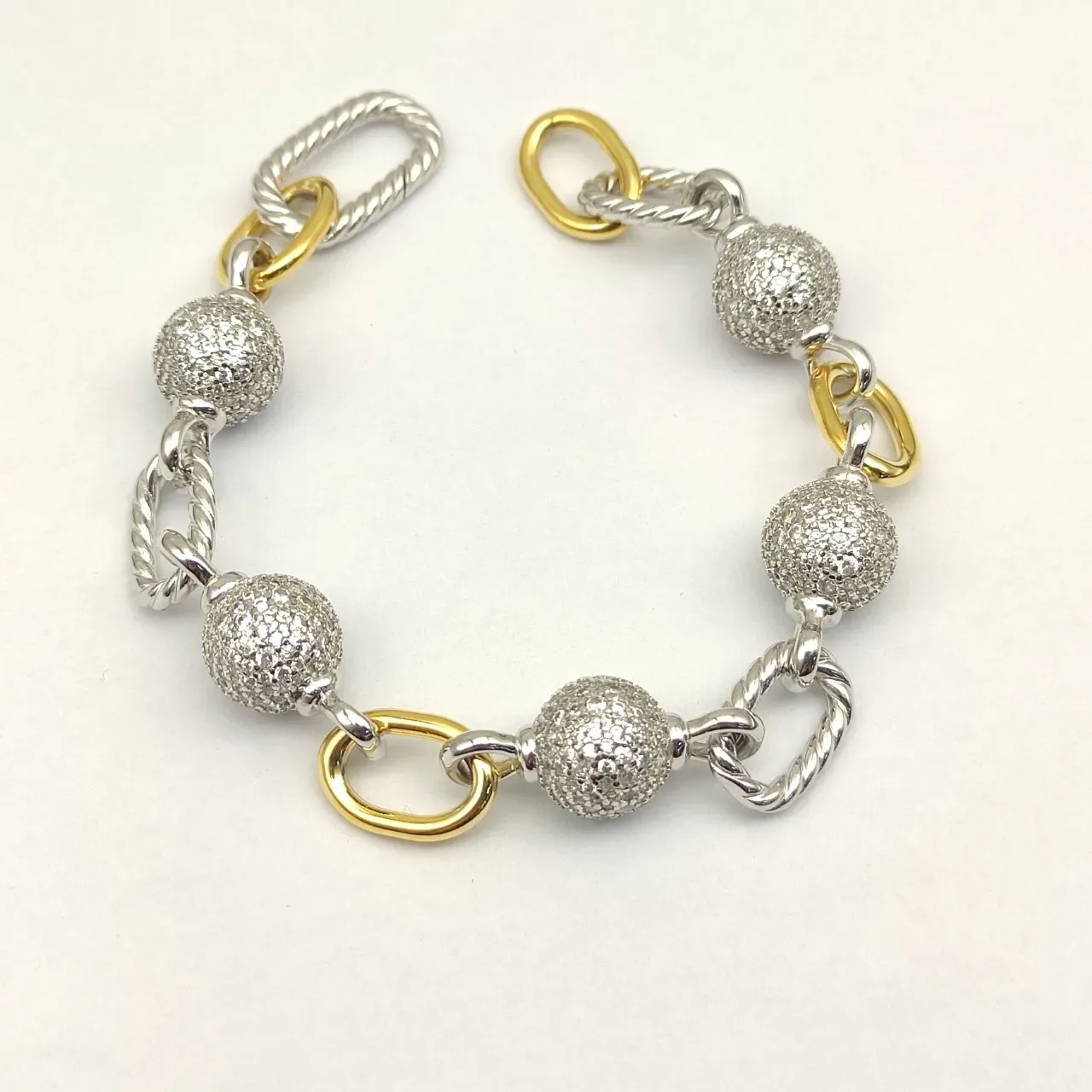 David Yurman Cable Classics Two-Tone Textured Sphere Bracelet 5