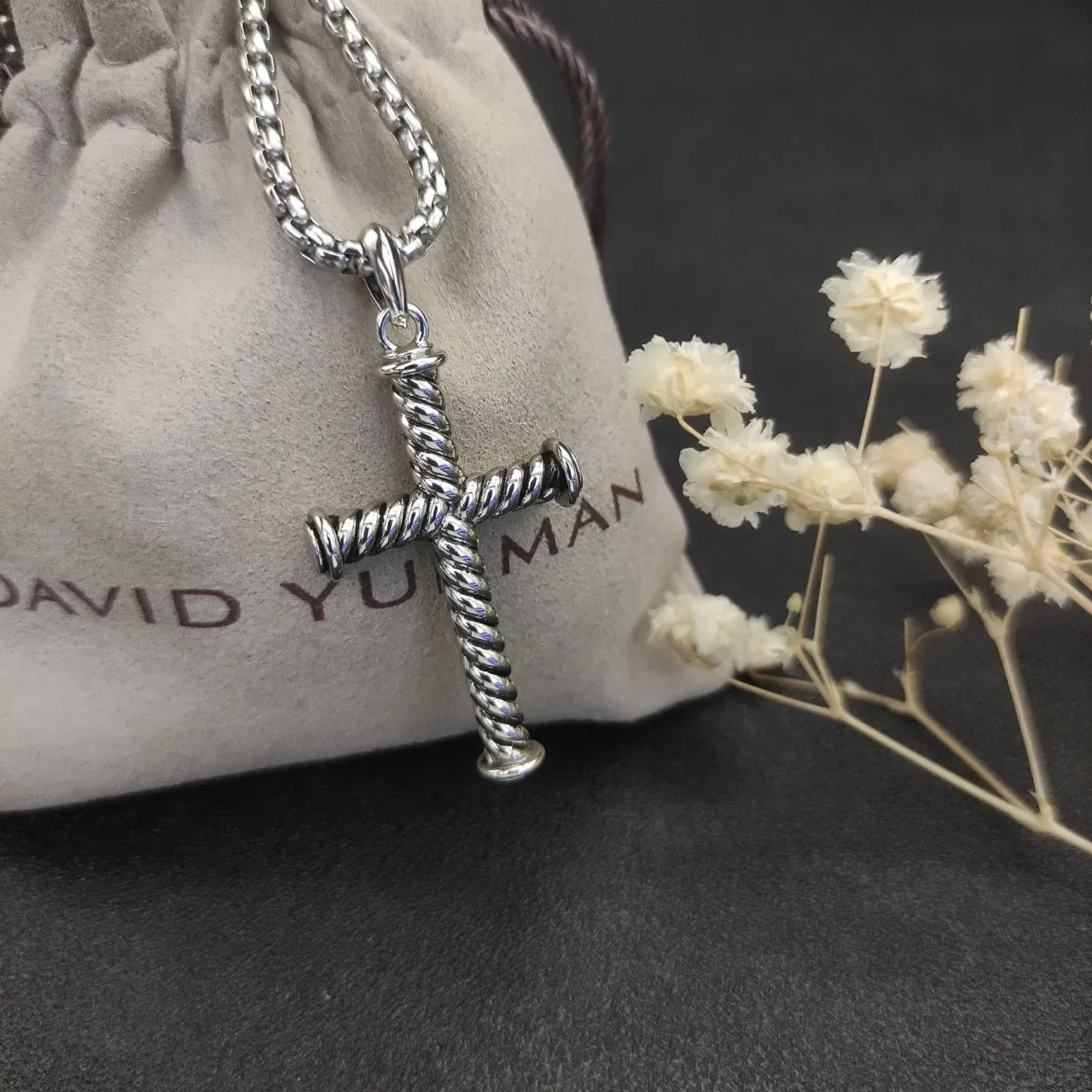 David Yurman Cable Collection Twisted Cross Pendant Necklace 2