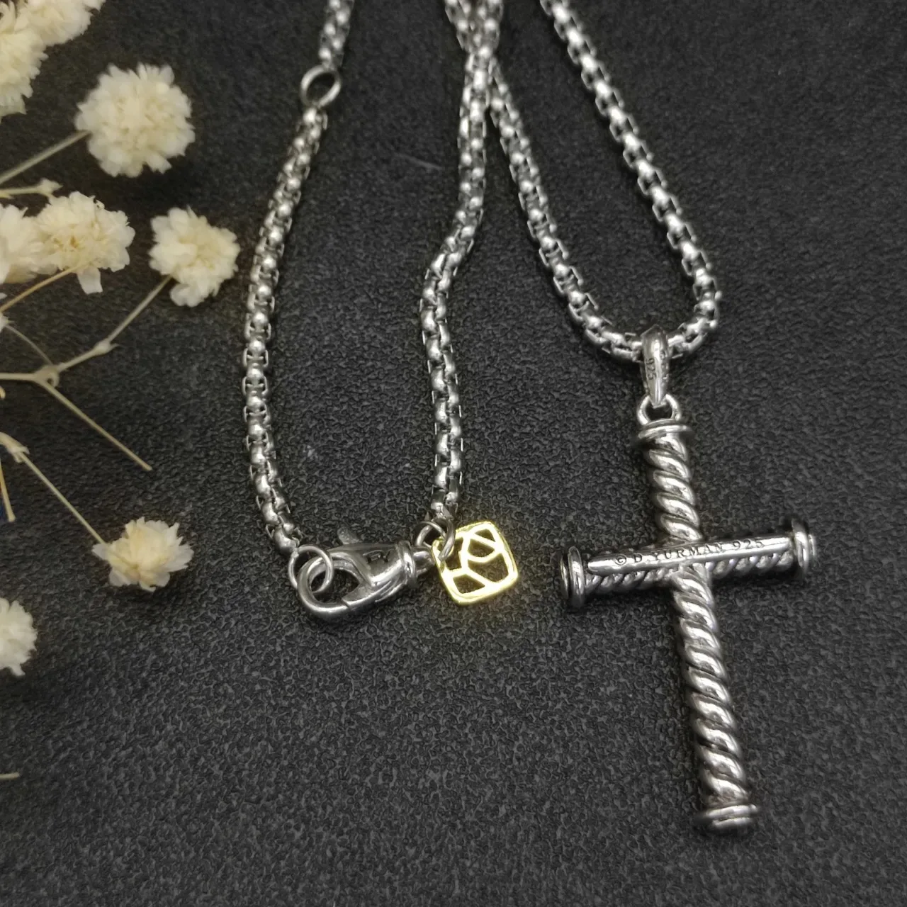 David Yurman Cable Collection Twisted Cross Pendant Necklace 8