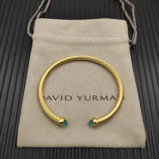 David Yurman Pulsera Cable Trenzado Dorada Azul