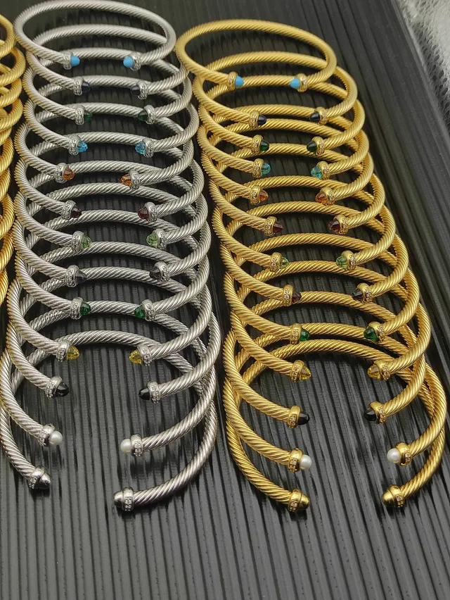David Yurman Gold Blue Twisted Cable Bracelet 3