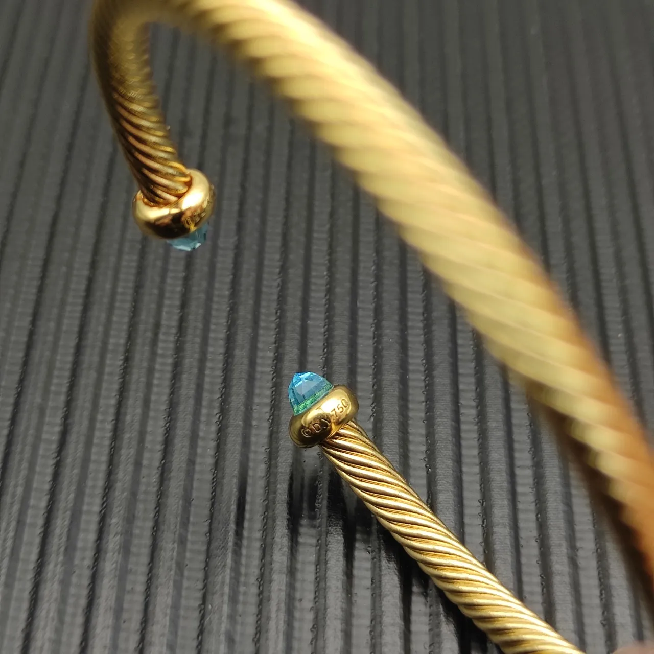 David Yurman Gold Blue Twisted Cable Bracelet 5