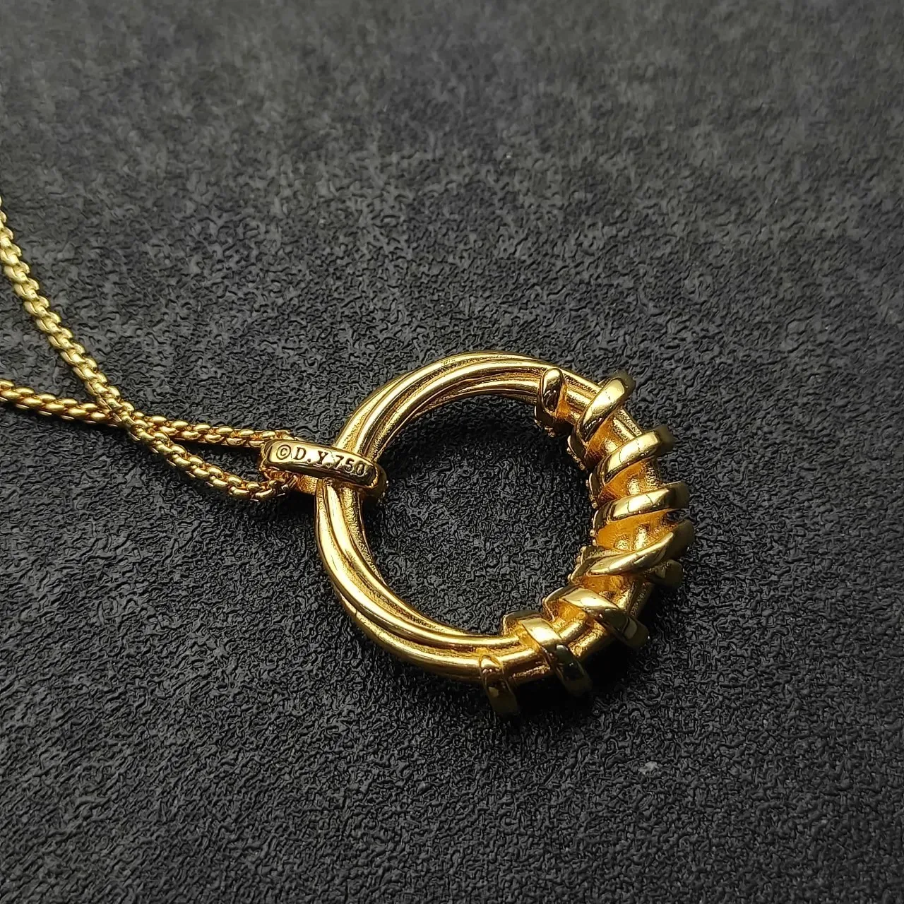 David Yurman 金银电缆链双环吊坠项链 3