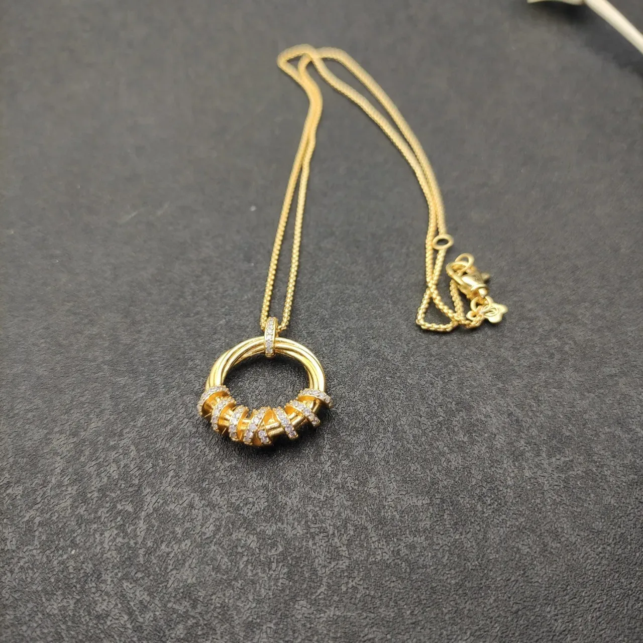 David Yurman 金银电缆链双环吊坠项链 4