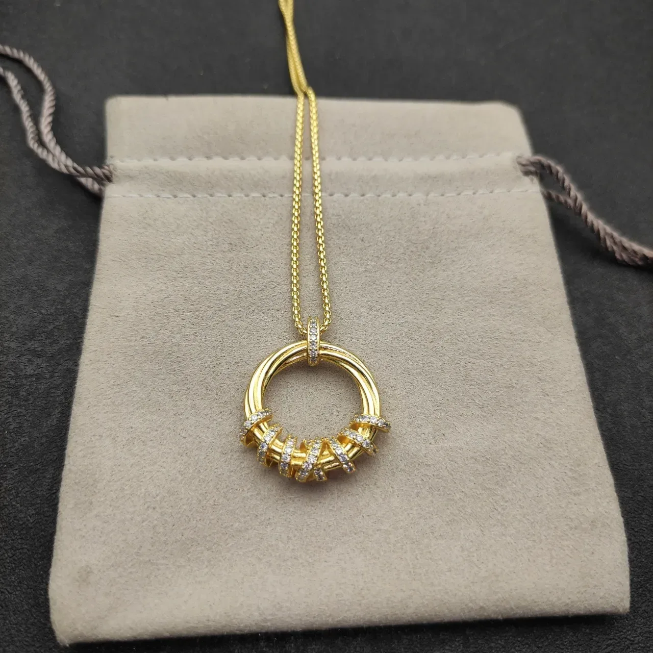David Yurman 金银电缆链双环吊坠项链 5