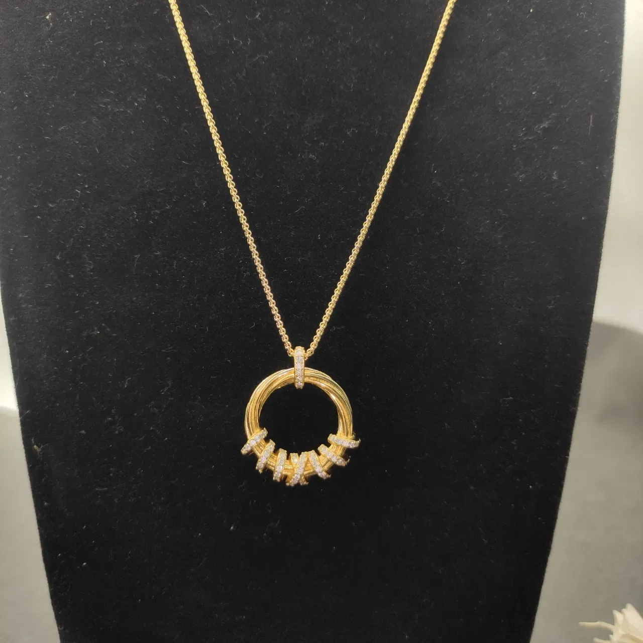 David Yurman 金银电缆链双环吊坠项链 8