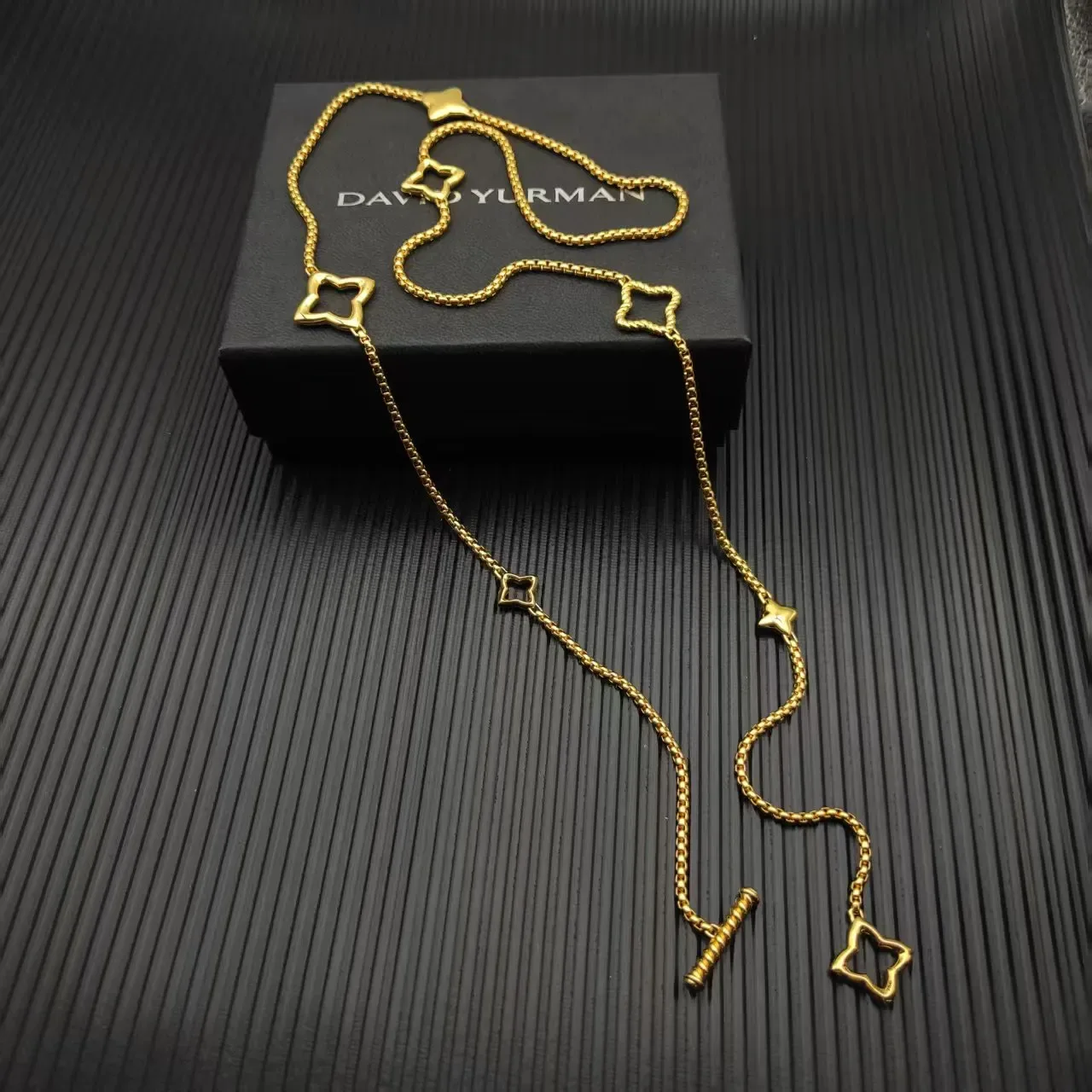 David Yurman Gold Star Motif Box Chain Necklace 4