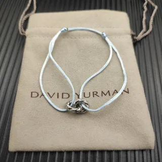 David Yurman Encanto de Nudo Azul Plata Trenzado Pulsera Ajustable de Cordón
