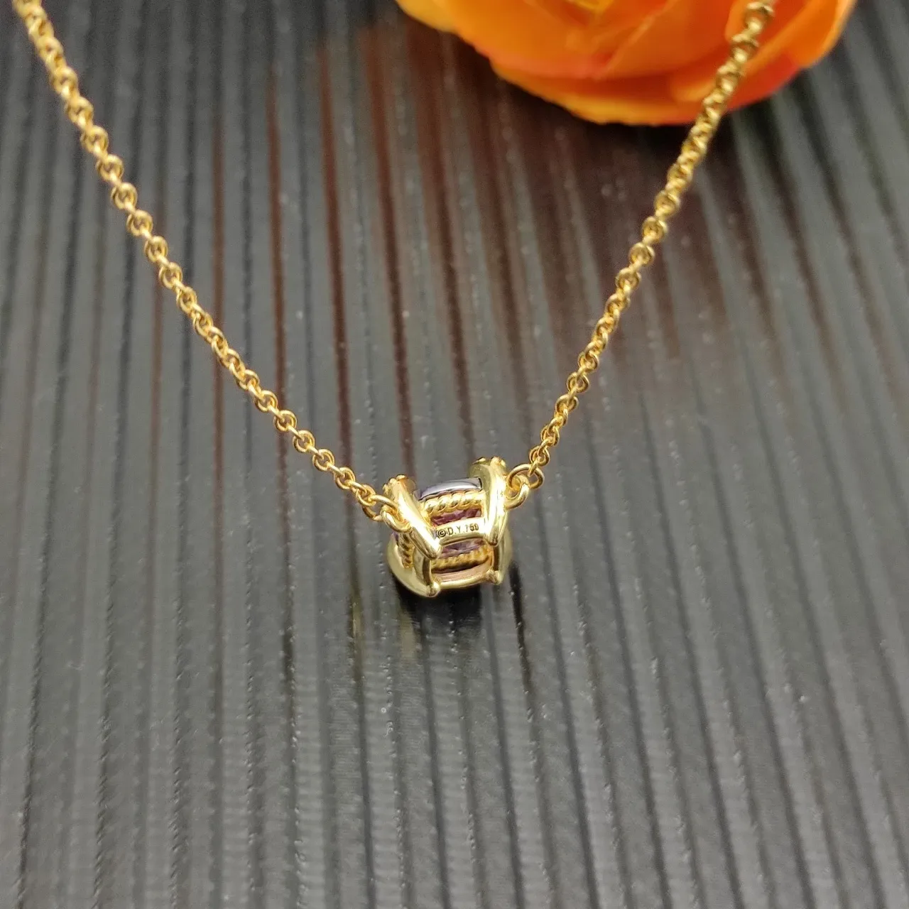 David Yurman Purple Gold Chain Cushion-Cut Gemstone Necklace 8