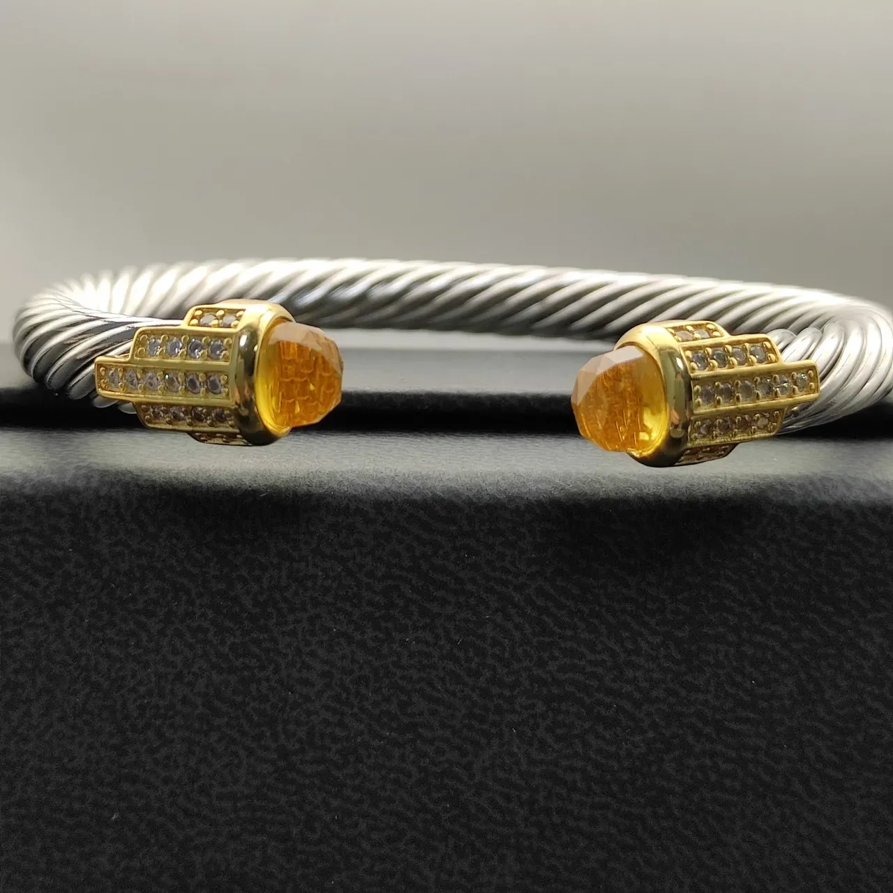 David Yurman Silver Gold Twisted Cable Two-Tone Metal Bracelet 4