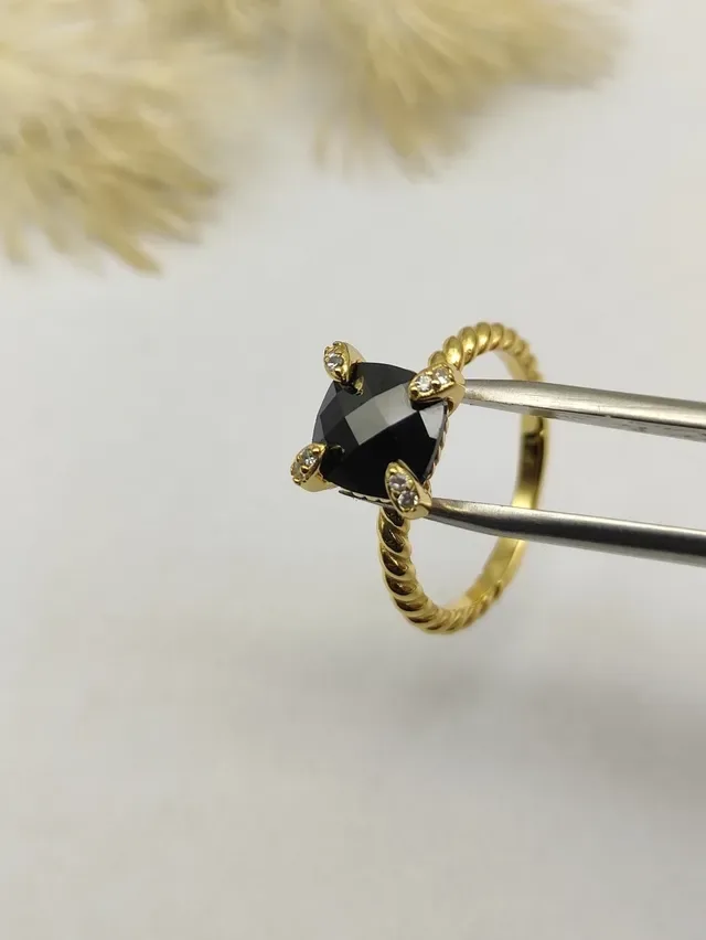 David Yurman Twisted Rope Black Gemstone Ring 5