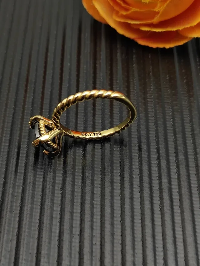 David Yurman Twisted Rope Black Gemstone Ring 7