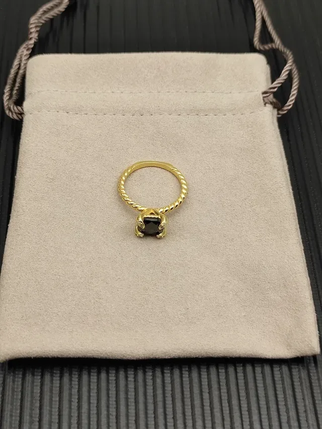 David Yurman Twisted Rope Black Gemstone Ring 9