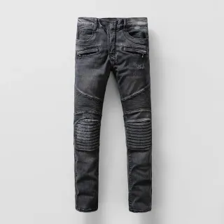 Distressed Black Motorcycle-Style Jeans