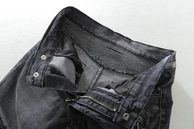 Distressed Black Motorcycle-Style Jeans 2