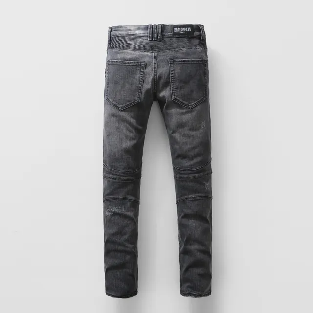Distressed Black Motorcycle-Style Jeans 4