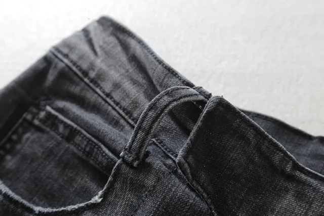 Distressed Black Motorcycle-Style Jeans 6