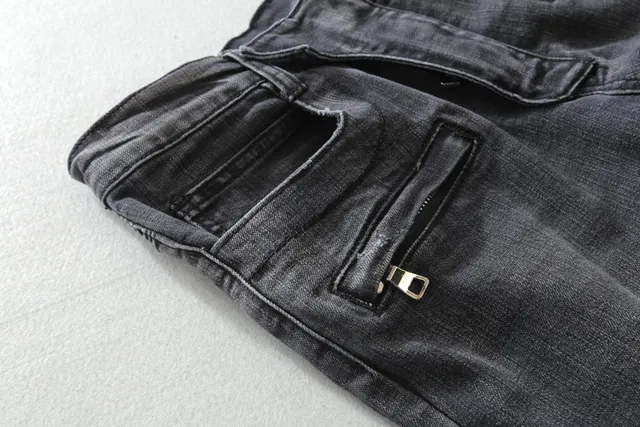 Distressed Black Motorcycle-Style Jeans 10