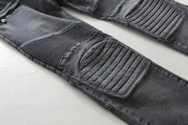 Distressed Black Motorcycle-Style Jeans 11