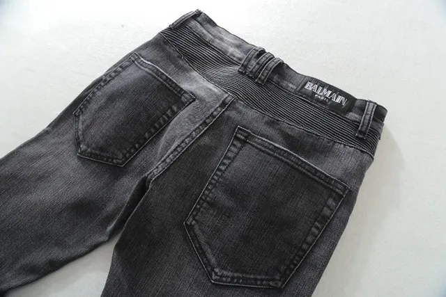 Distressed Black Motorcycle-Style Jeans 14