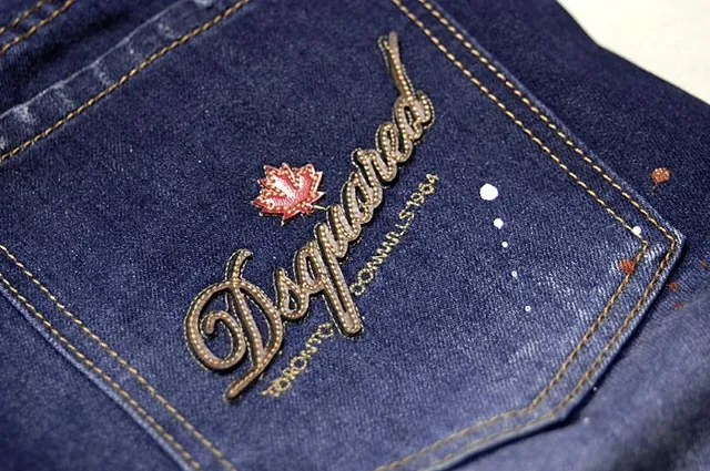 Distressed Paint-Splatter Slim-Fit Blue Jeans 9