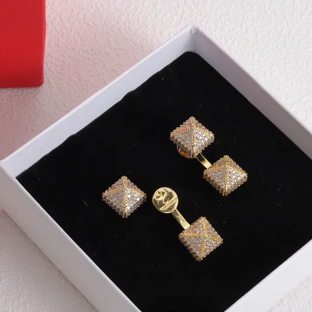 Double Square Pavé X-Pattern Crystal Earrings 5
