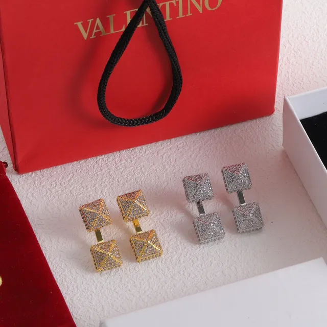 Double Square Pavé X-Pattern Crystal Earrings 6