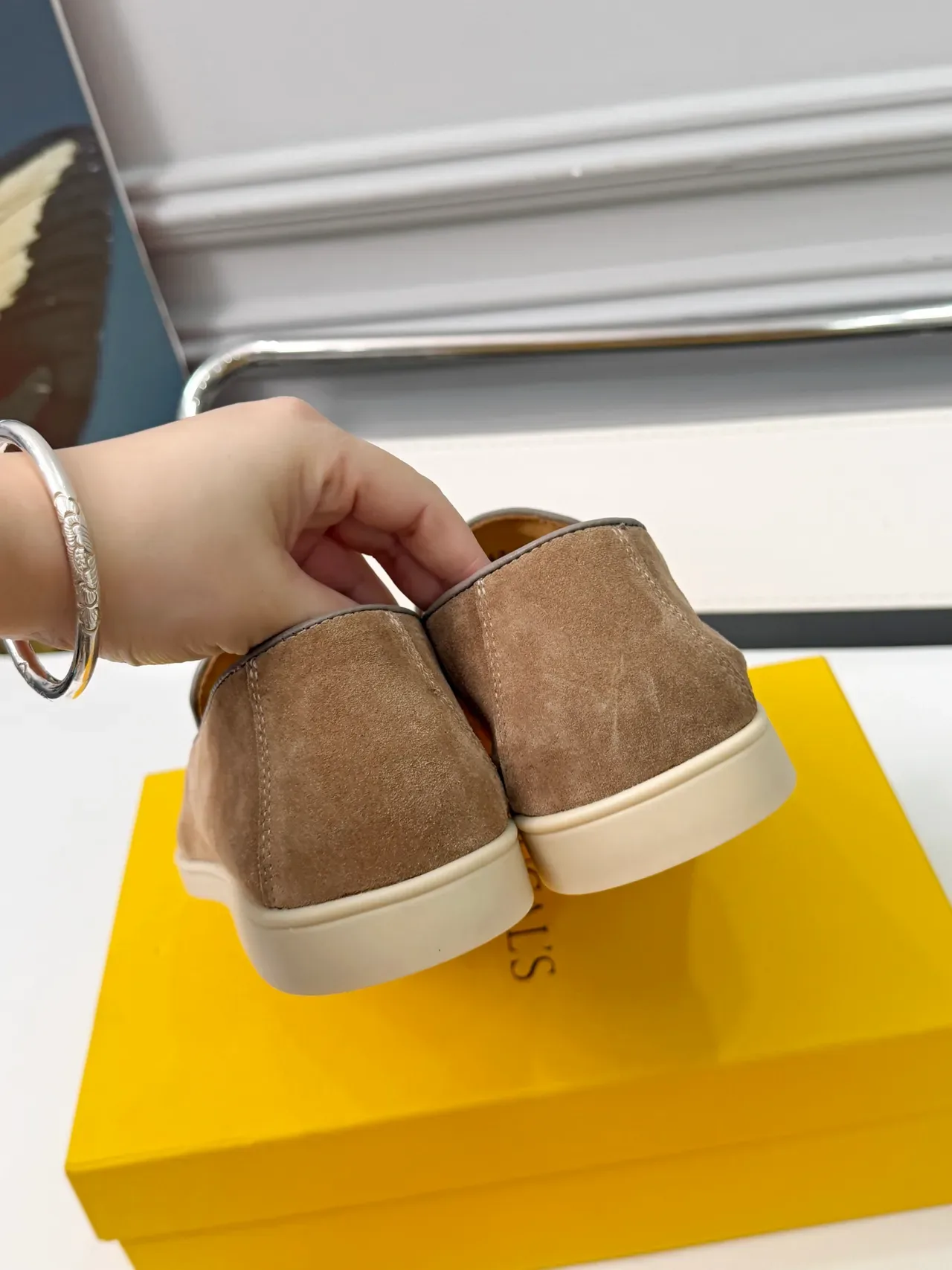 DOUCAI'S Brown Beige Suede Upper Contrast Piping Loafer 3