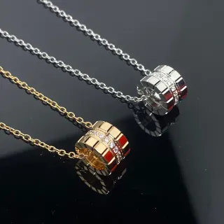 Colliers Charm Cilindriques en Émail de Deux Tons et Cristal