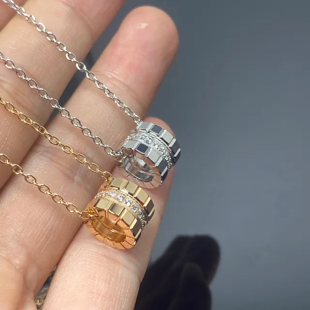 Dual-Tone Enamel and Crystal Cylindrical Charm Necklaces 2