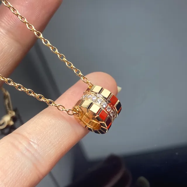 Dual-Tone Enamel and Crystal Cylindrical Charm Necklaces 4