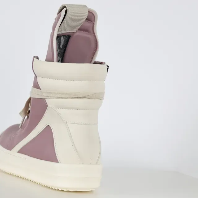Dusty Pink Leather High-Top Platform Sneakers 4