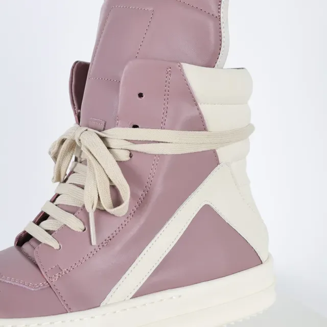 Dusty Pink Leather High-Top Platform Sneakers 6